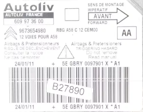 PSA / Stellantis MODUUL/ 9673654980 9666412180 609973600/ ZIE 6546V3 6546V4 (0000212386)